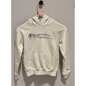 Cream Champion Hoodie Girls Sweatshirt Size Medium